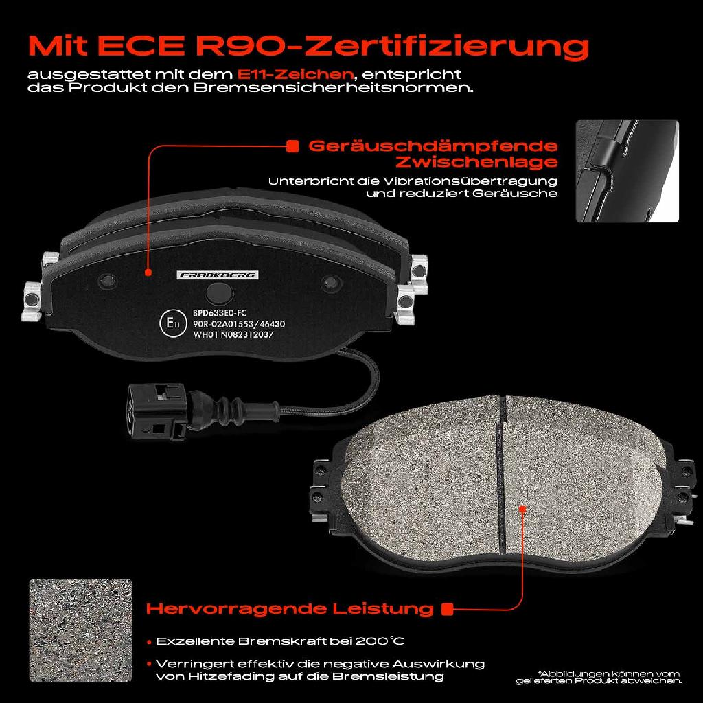 4x Bremsbeläge Vorderachse für VW Golf Alltrack VIII Variant Passat Tiguan Allspace Arteon Shooting Brake CC