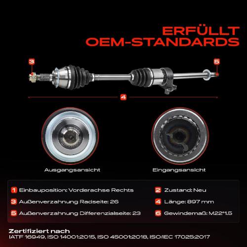 1x Antriebswelle Vorderachse Rechts für MINI R50 R53 R52 1.6L 2001-2008 Bild 1x Antriebswelle Vorderachse Rechts für MINI R50 R53 R52 1.6L 2001-2008