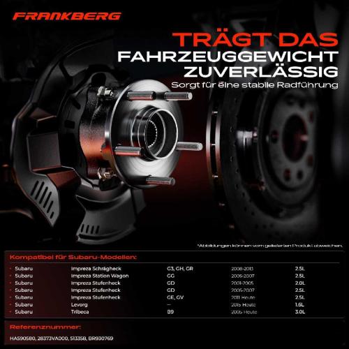 Frankberg 1x Radnabe Radlagersatz Vorderachse beidseitig für Subaru Impreza Schrägheck Station Wagon Stufenheck Bild Frankberg 1x Radnabe Radlagersatz Vorderachse beidseitig für Subaru Impreza Schrägheck Station Wagon Stufenheck