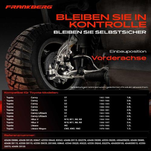 Frankberg 1x Querlenker Satz Vorderachse für Toyota Camry Kombi Liftback Stufenheck Hilux V Pick-up Liteace Kasten Wagon Bild Frankberg 1x Querlenker Satz Vorderachse für Toyota Camry Kombi Liftback Stufenheck Hilux V Pick-up Liteace Kasten Wagon