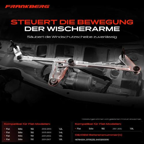 Frankberg 1x Wischergestänge Vorne für Fiat Stilo 192 2001-2006 Bild Frankberg 1x Wischergestänge Vorne für Fiat Stilo 192 2001-2006