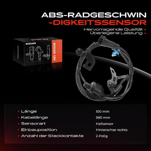 1x ABS Sensor Hinterachse rechts für Mitsubishi ASX Lancer VIII Sportback Outlander II 1.6L 1.8L Bj ab 2006 Bild 1x ABS Sensor Hinterachse rechts für Mitsubishi ASX Lancer VIII Sportback Outlander II 1.6L 1.8L Bj ab 2006