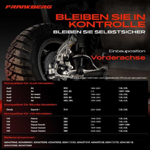 1x Querlenker Satz Vorderachse für VW Passat 3B2 3B3 Passat Kombi 3B5 Passat Variant 3B6 Audi A4 8D2 8D2 Bild 1x Querlenker Satz Vorderachse für VW Passat 3B2 3B3 Passat Kombi 3B5 Passat Variant 3B6 Audi A4 8D2 8D2