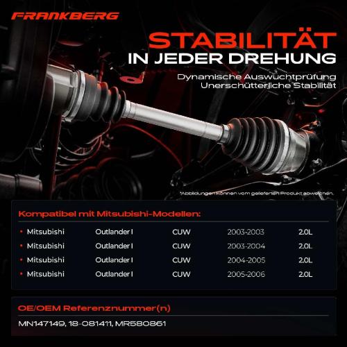 1x Antriebswelle Vorderachse Links für Mitsubishi Outlander I CUW 2.0L 2003-2006 Bild 1x Antriebswelle Vorderachse Links für Mitsubishi Outlander I CUW 2.0L 2003-2006