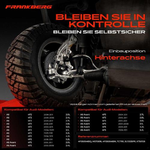 Frankberg 2x Koppelstange Hinterachse für Audi A6 Avant 2.0L 2.4L 2.7L 2.8L 3.0L 3.1L 3.2L 4.2L 5.2L 2004-2011 Bild Frankberg 2x Koppelstange Hinterachse für Audi A6 Avant 2.0L 2.4L 2.7L 2.8L 3.0L 3.1L 3.2L 4.2L 5.2L 2004-2011