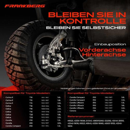 Frankberg 1x Querlenker Satz Vorderachse für Toyota Carina E Sportswagon Stufenheck Celica Cabriolet Coupe Bild Frankberg 1x Querlenker Satz Vorderachse für Toyota Carina E Sportswagon Stufenheck Celica Cabriolet Coupe