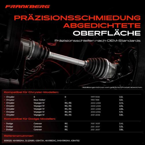 1x Antriebswelle Gelenksatz Vorderachse für Chrysler Voyager RG RS GS NS Dodge Caravan Bild 1x Antriebswelle Gelenksatz Vorderachse für Chrysler Voyager RG RS GS NS Dodge Caravan