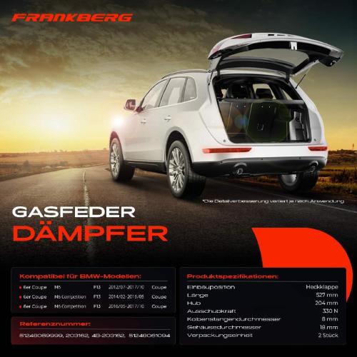 2x Gasfeder Dämpfer Heckklappe für BMW 6er F13 Coupe 2012-2017 Bild 2x Gasfeder Dämpfer Heckklappe für BMW 6er F13 Coupe 2012-2017