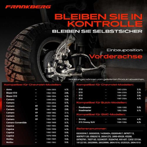 Frankberg 1x Querlenker Satz Vorderachse für Buick Roadmaster Kombi Stufenheck Chevrolet Astro Bus Kasten Blazer S10 Bild Frankberg 1x Querlenker Satz Vorderachse für Buick Roadmaster Kombi Stufenheck Chevrolet Astro Bus Kasten Blazer S10