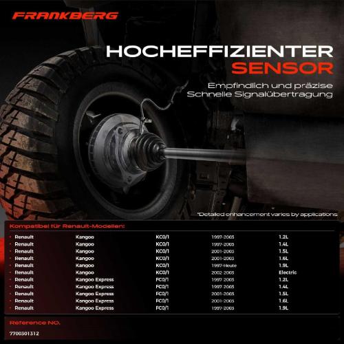 Frankberg 1x ABS Sensor Hinterachse rechts für Renault Kangoo Express 1.2L 1.4L 1.5L 1.6L 1.9L Bj ab 1997 Bild Frankberg 1x ABS Sensor Hinterachse rechts für Renault Kangoo Express 1.2L 1.4L 1.5L 1.6L 1.9L Bj ab 1997