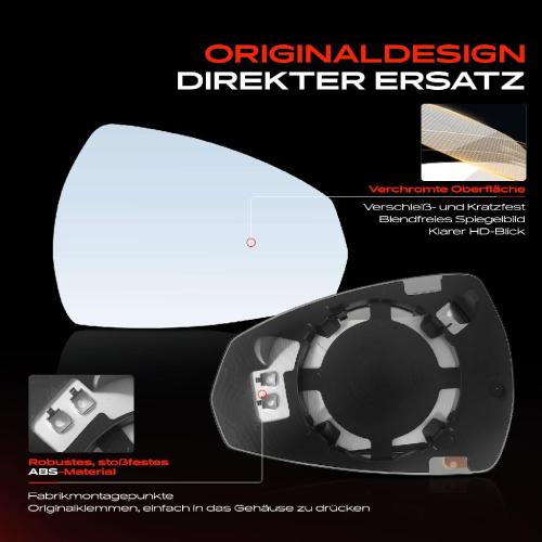 1x Spiegelglas Außenspiegel rechts für Audi A3 Cabriolet Limousine 8V1 8VK 2012-2020 Bild 1x Spiegelglas Außenspiegel rechts für Audi A3 Cabriolet Limousine 8V1 8VK 2012-2020