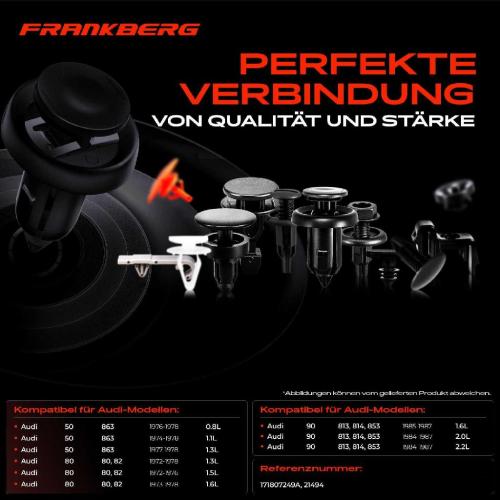 Frankberg 20x Befestigungsclips Stoßstange Stoßstangen für VW Polo Scirocco Transporter 3 Audi 50 Bild Frankberg 20x Befestigungsclips Stoßstange Stoßstangen für VW Polo Scirocco Transporter 3 Audi 50