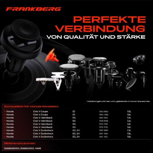 Frankberg 10x Befestigungsclips Schweller für Honda Civic V Hatchback Coupe Aerodeck Fastback Bild Frankberg 10x Befestigungsclips Schweller für Honda Civic V Hatchback Coupe Aerodeck Fastback