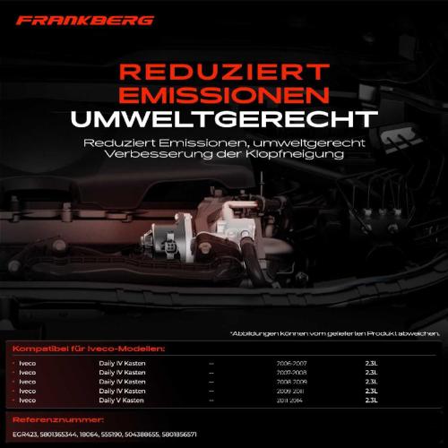 Frankberg 1x AGR-Ventil Abgasrückführungsventil für Iveco Daily IV Kasten Daily V Kasten 2.3L 2006-2014 Bild Frankberg 1x AGR-Ventil Abgasrückführungsventil für Iveco Daily IV Kasten Daily V Kasten 2.3L 2006-2014