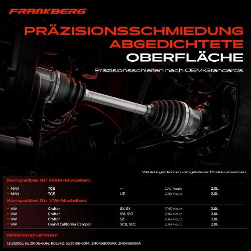 1x Antriebswelle Gelenksatz Vorderachse für VW Crafter Bus Kasten MAN TGE Bj ab 2016 Bild 1x Antriebswelle Gelenksatz Vorderachse für VW Crafter Bus Kasten MAN TGE Bj ab 2016