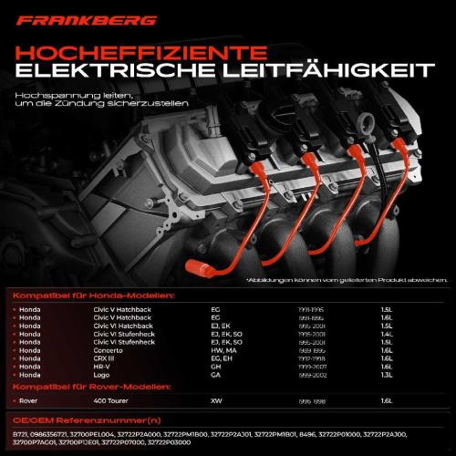4x Zündleitungssatz Zündkabel für Honda Civic V EG Civic VI EJ HR-V GH Logo Bild 4x Zündleitungssatz Zündkabel für Honda Civic V EG Civic VI EJ HR-V GH Logo