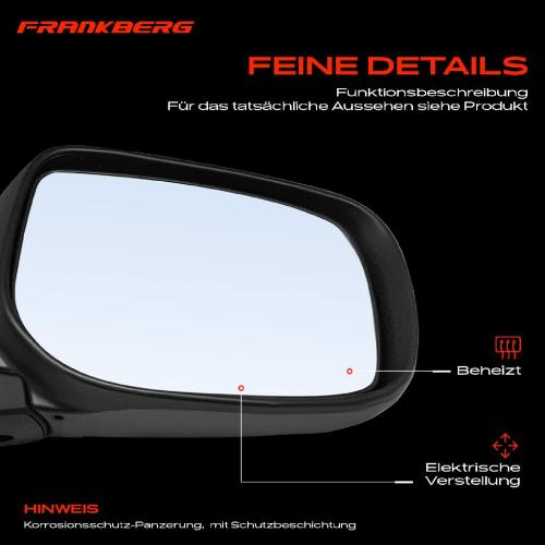 Frankberg 1x Außenspiegel Links für Toyota Auris E15 1.3L 1.4L 1.6L 1.8L 2.0L 2.2L 2010-2012 Bild Frankberg 1x Außenspiegel Links für Toyota Auris E15 1.3L 1.4L 1.6L 1.8L 2.0L 2.2L 2010-2012