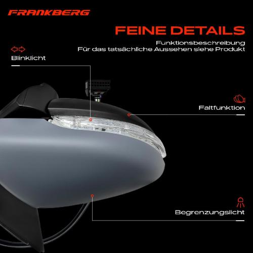 Frankberg 1x Außenspiegel Rechts für VW Golf VI 5K1 1.2L 1.4L 1.6L 1.8L 2.0L 2.5L 2008-2013 Bild Frankberg 1x Außenspiegel Rechts für VW Golf VI 5K1 1.2L 1.4L 1.6L 1.8L 2.0L 2.5L 2008-2013