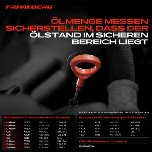 Frankberg 1x Ölmessstab Ölpeilstab Ölstab für Mercedes-Benz W202 W203 W204 W211 W220 Bild Frankberg 1x Ölmessstab Ölpeilstab Ölstab für Mercedes-Benz W202 W203 W204 W211 W220
