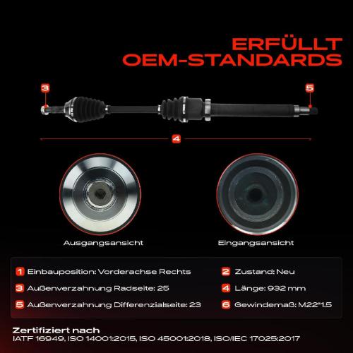 1x Antriebswelle Vorderachse Rechts für Ford Focus Stufenheck Turnier DAW DBW DFW DNW 1998-2004 Bild 1x Antriebswelle Vorderachse Rechts für Ford Focus Stufenheck Turnier DAW DBW DFW DNW 1998-2004
