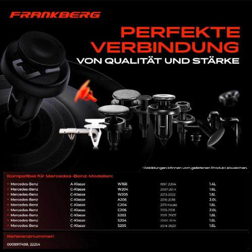 Frankberg 10x Befestigungsclips Aussenverkleidung Verkleidung für Mercedes-Benz A-Klasse W168 C-Klasse W204 W205 A205 Bild Frankberg 10x Befestigungsclips Aussenverkleidung Verkleidung für Mercedes-Benz A-Klasse W168 C-Klasse W204 W205 A205