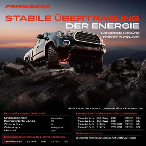 Frankberg 1x Kardanwelle Gelenkwelle Vorderachse für Mercedes-Benz E-Klasse W212 GLK-Klasse X204 S-Klasse V221 W221 Bild Frankberg 1x Kardanwelle Gelenkwelle Vorderachse für Mercedes-Benz E-Klasse W212 GLK-Klasse X204 S-Klasse V221 W221