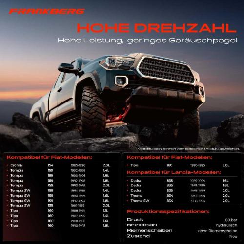 Frankberg 1x Servopumpe hydraulisch für Fiat Croma Tempra Tipo Lancia	Dedra Thema Bild Frankberg 1x Servopumpe hydraulisch für Fiat Croma Tempra Tipo Lancia	Dedra Thema