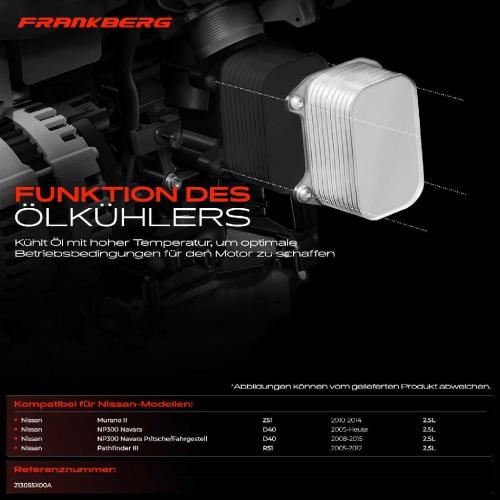 1x Ölkühler Motoröl für Nissan Murano II Z51 NP300 Navara D40 Pathfinder III R51 Bild 1x Ölkühler Motoröl für Nissan Murano II Z51 NP300 Navara D40 Pathfinder III R51