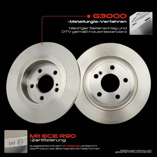 2x Bremsscheiben Hinterachse für Mercedes-Benz SLC SLK R172 1.6L-3.5L Bj ab 2011 Bild 2x Bremsscheiben Hinterachse für Mercedes-Benz SLC SLK R172 1.6L-3.5L Bj ab 2011