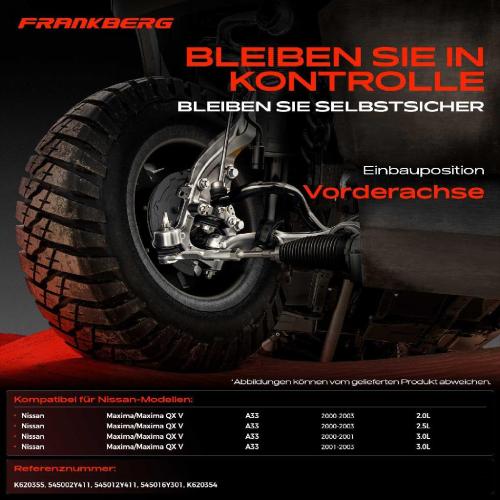 Frankberg 1x Querlenker Vorderachse für Nissan Maxima/Maxima QX V A33 2.0L 2.5L 3.0L 2000-2003 Bild Frankberg 1x Querlenker Vorderachse für Nissan Maxima/Maxima QX V A33 2.0L 2.5L 3.0L 2000-2003