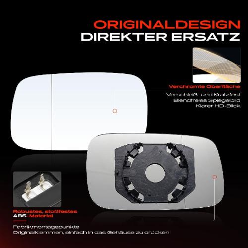 1x Spiegelglas Außenspiegel links für VW Passat 35I 3A5 Caddy 9K9A Seat Inca 6K9 Bild 1x Spiegelglas Außenspiegel links für VW Passat 35I 3A5 Caddy 9K9A Seat Inca 6K9