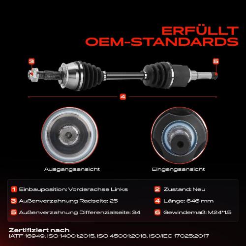 Frankberg 1x Antriebswelle Vorderachse Links für Chevrolet Trax Opel Mokka/Mokka X J13 Bj ab 2012 Bild Frankberg 1x Antriebswelle Vorderachse Links für Chevrolet Trax Opel Mokka/Mokka X J13 Bj ab 2012