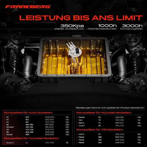 Frankberg 1x Kraftstoffpumpe für VW Golf IV Variant Passat Audi A4 Avant Cabriolet A6 A8 Allroad Hyundai Accent II KIA Bild Frankberg 1x Kraftstoffpumpe für VW Golf IV Variant Passat Audi A4 Avant Cabriolet A6 A8 Allroad Hyundai Accent II KIA