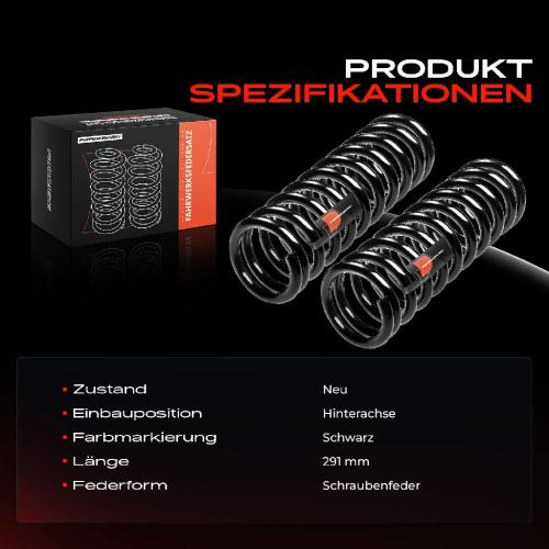 2x Fahrwerksfeder Hinterachse für Mercedes-Benz 190 W201 1.8L 2.0L 2.3L 2.5L 2.6L 1982-1993 Bild 2x Fahrwerksfeder Hinterachse für Mercedes-Benz 190 W201 1.8L 2.0L 2.3L 2.5L 2.6L 1982-1993