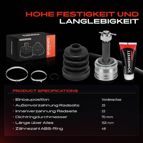 Frankberg 1x Antriebswelle Gelenksatz Vorderachse für Hyundai Accent III MC Getz TB KIA Rio II JB Bild Frankberg 1x Antriebswelle Gelenksatz Vorderachse für Hyundai Accent III MC Getz TB KIA Rio II JB