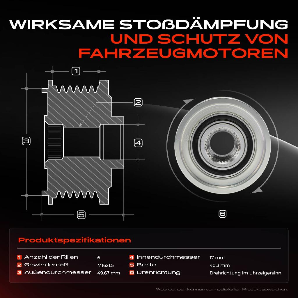1x Generatorfreilauf Lichtmaschine für Nissan Qashqai I X-Trail Tiida Sentra VI