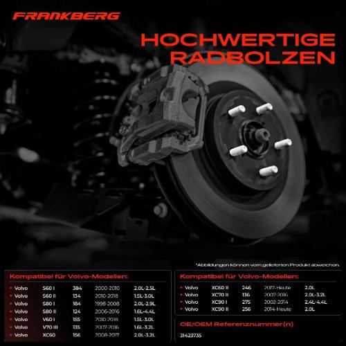Frankberg 5x Radschraube für Volvo S60 S80 V60 V70 XC40 XC60 Bild Frankberg 5x Radschraube für Volvo S60 S80 V60 V70 XC40 XC60