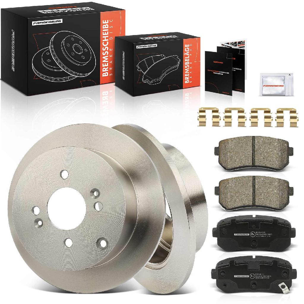 2x Bremsscheiben 4x Bremsbeläge Hinterachse für Hyundai Accent III MC i20 PB PBT KIA Rio II JB