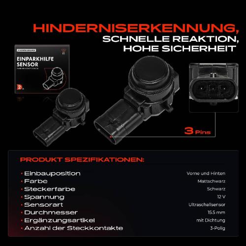 2x Parksensor PDC Sensor Vorne und Hinten für Alfa Romeo Giulia Stelvio Fiat Panda Bild 2x Parksensor PDC Sensor Vorne und Hinten für Alfa Romeo Giulia Stelvio Fiat Panda