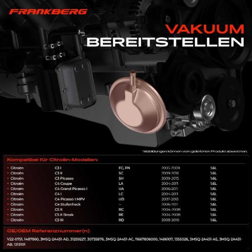 1x Unterdruckpumpe für Citroën C3 II Peugeot 308 SW I 4E 4H Ford S-Max Bild 1x Unterdruckpumpe für Citroën C3 II Peugeot 308 SW I 4E 4H Ford S-Max