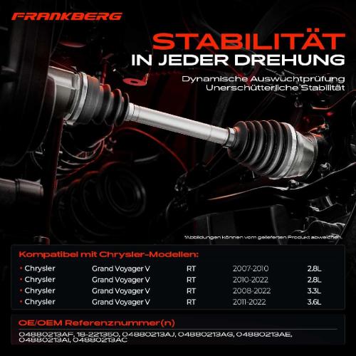 1x Antriebswelle Vorderachse Links für Chrysler Grand Voyager V RT 2.8L 3.3L 3.6L 2008-2022 Bild 1x Antriebswelle Vorderachse Links für Chrysler Grand Voyager V RT 2.8L 3.3L 3.6L 2008-2022