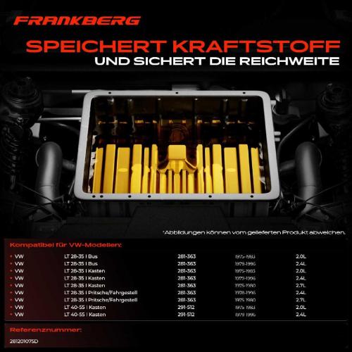 Frankberg 1x Kraftstofftank Kraftstoffbehälter für VW LT 28-35 I 2.0L-2.7L Bild Frankberg 1x Kraftstofftank Kraftstoffbehälter für VW LT 28-35 I 2.0L-2.7L