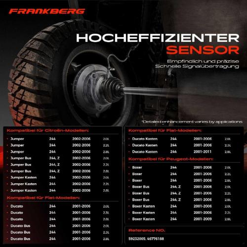 Frankberg 1x ABS Sensor Vorderachse beidseitig für Citroën Jumper Bus Kasten Fiat Ducato Peugeot Boxer 2.0L 2001-2011 Bild Frankberg 1x ABS Sensor Vorderachse beidseitig für Citroën Jumper Bus Kasten Fiat Ducato Peugeot Boxer 2.0L 2001-2011