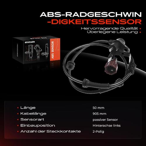 1x ABS Sensor Hinterachse links für Nissan Primera Hatchback Traveller 1.6L 2.0L 1.8L 1997-2001 Bild 1x ABS Sensor Hinterachse links für Nissan Primera Hatchback Traveller 1.6L 2.0L 1.8L 1997-2001