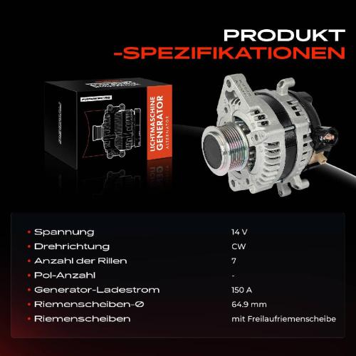 Frankberg 1x Lichtmaschine Generator für Honda CR-V IV RM Civic IX FK HR-V RU Bj ab 2013 Bild Frankberg 1x Lichtmaschine Generator für Honda CR-V IV RM Civic IX FK HR-V RU Bj ab 2013
