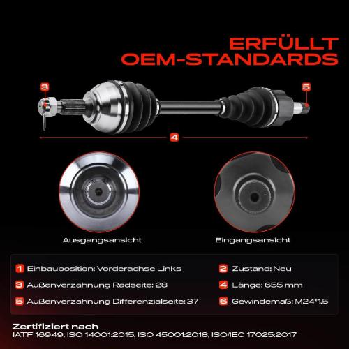 Frankberg 1x Antriebswelle Vorderachse Links für Citroën Jumpy VF7 Fiat Scudo 270 272 2007-2016 2.0L Bild Frankberg 1x Antriebswelle Vorderachse Links für Citroën Jumpy VF7 Fiat Scudo 270 272 2007-2016 2.0L