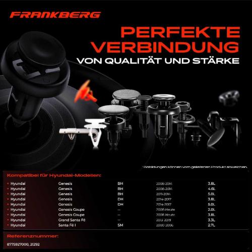 Frankberg 10x Befestigungsclips Seitenteil für Hyundai Santa Fé I II Genesis Bild Frankberg 10x Befestigungsclips Seitenteil für Hyundai Santa Fé I II Genesis