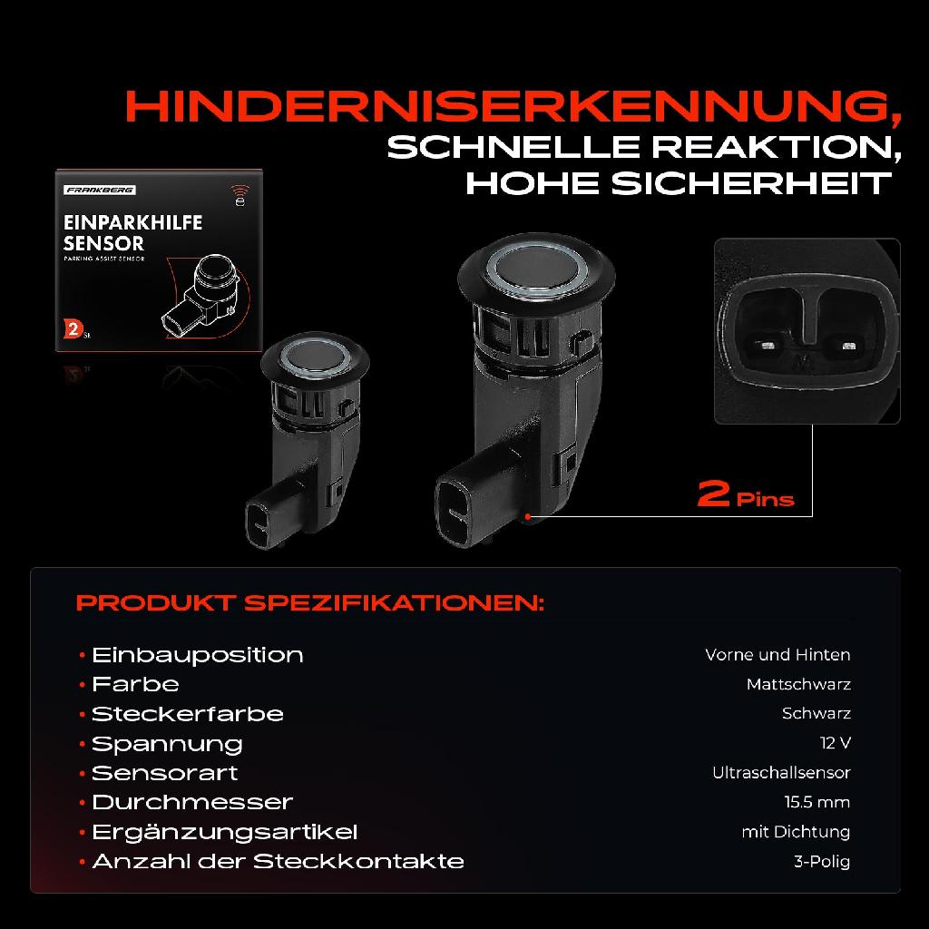 2x Parksensor PDC Sensor Vorne und Hinten für Tesla Model S 5YJS Model X 5YJX 75D 90D
