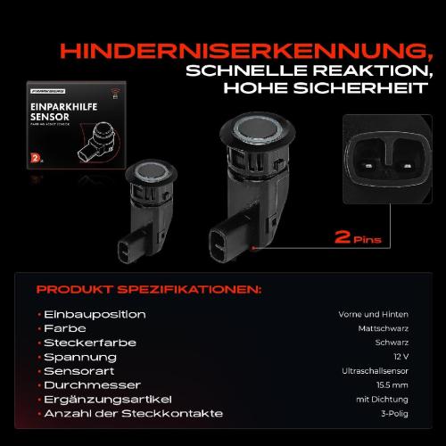 2x Parksensor PDC Sensor Vorne und Hinten für Tesla Model S 5YJS Model X 5YJX 75D 90D Bild 2x Parksensor PDC Sensor Vorne und Hinten für Tesla Model S 5YJS Model X 5YJX 75D 90D