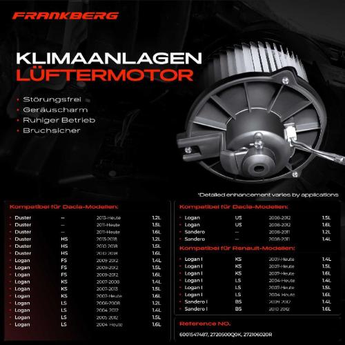Frankberg 1x Gebläsemotor Innenraumgebläse für Dacia Sandero Renault Logan I Kombi Bild Frankberg 1x Gebläsemotor Innenraumgebläse für Dacia Sandero Renault Logan I Kombi